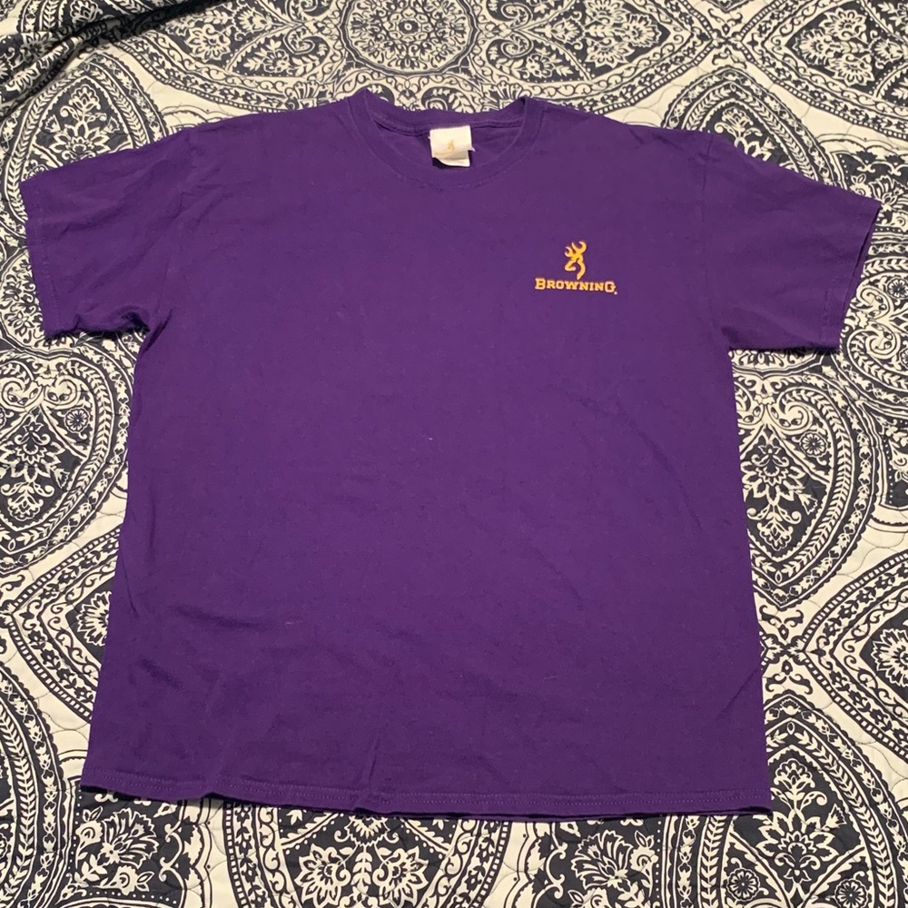 Browning Purple Short-Sleeve Logo Tee with Yellow Emblem